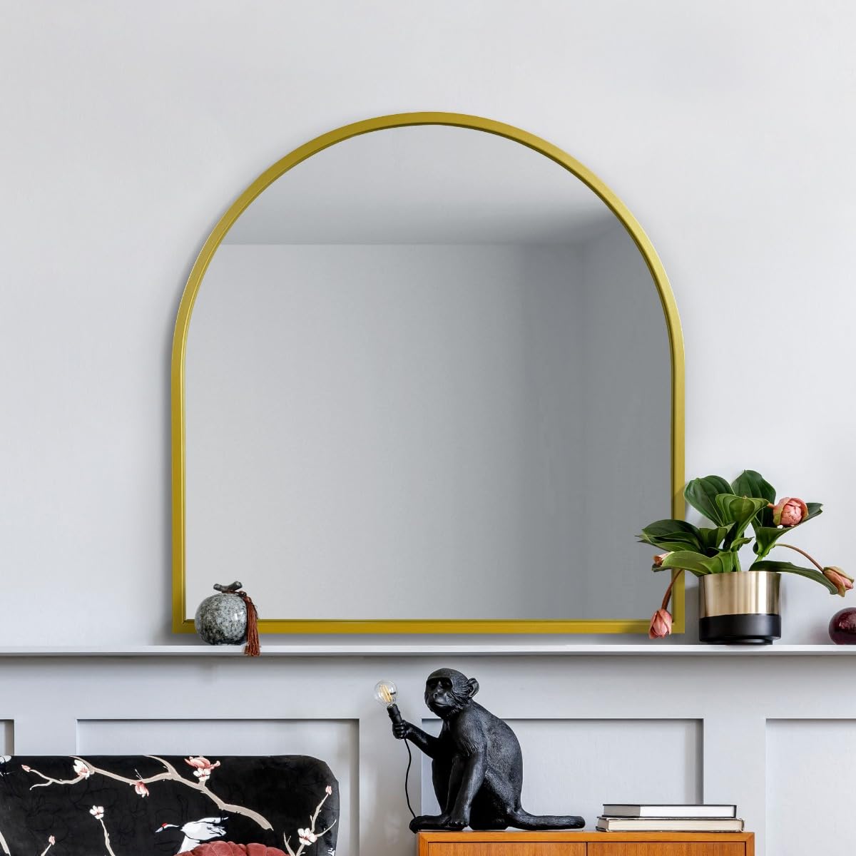 Mirroroutlet ArcusBlack Framed Arched Wall Mirror 39" X 39" (100Cm X 100Cm) from B&Q