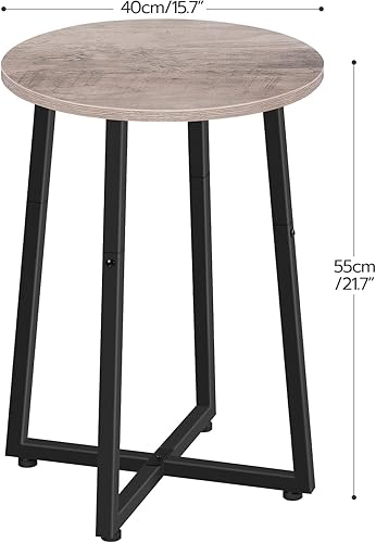 Miniatura 3 de HOOBRO - Mesa auxiliar redonda, mesa de centro con pedestal de metal resistente, mesita de noche redonda de 15.7", para sala de estar, dormitorio,