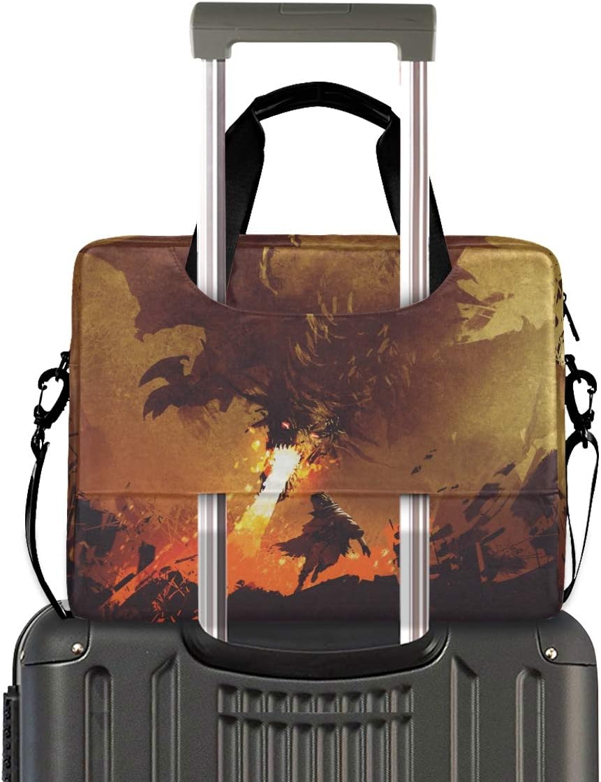 ALAZA Fantasy Fire Dragon Laptop Case Bag Sleeve Portable Crossbody Messenger Briefcase w/Strap Handle, 13 14 15.6 inch