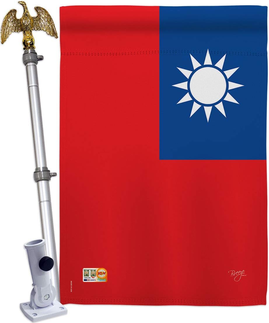 Nationality Taiwan House Flag Dowel Set Regional Nation International World Country Particular Area Small Decorative Gift Yard Banner Made In USA 28 X 40