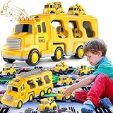 iHaHa Toddler Toys for 2 3 4 5 6 Years Old Boys, 7 in 1 Construction Trucks Veihicle Playset with Pl