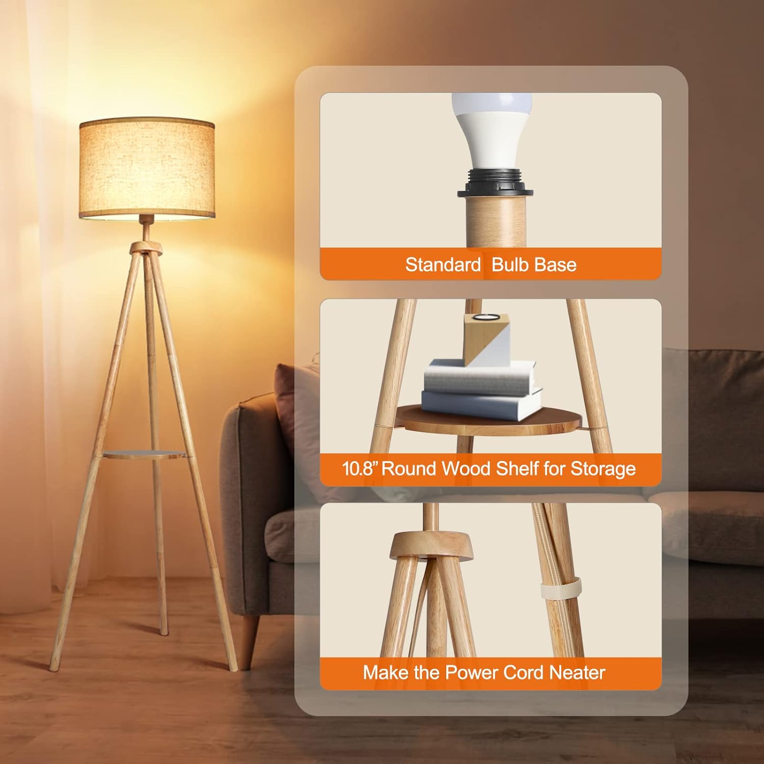 Elevate Your Space: OUTON Mid Century Wood Tripod Floor Lamp Review