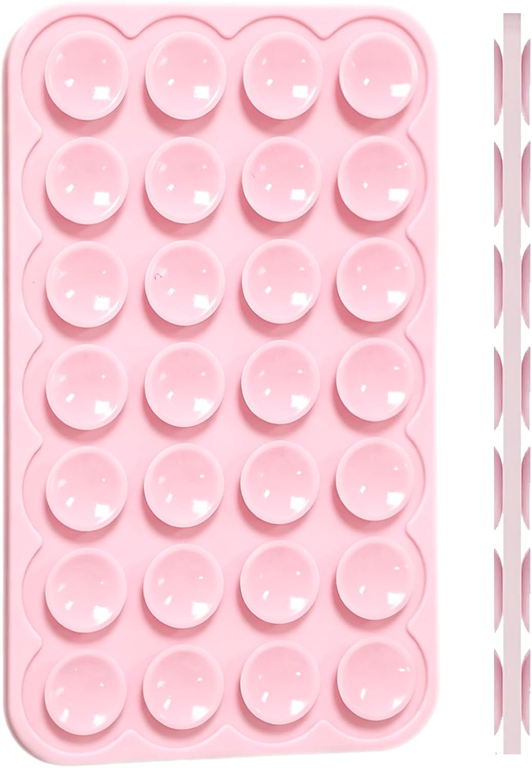 Silicone Double-Sided Suction Phone Detachable Mount | Sticky Phone Grip Hands-Free for Selfies & Videos, Trending TikTok items Gift for Content Creator, 3.74″x2.2″ Light Pink