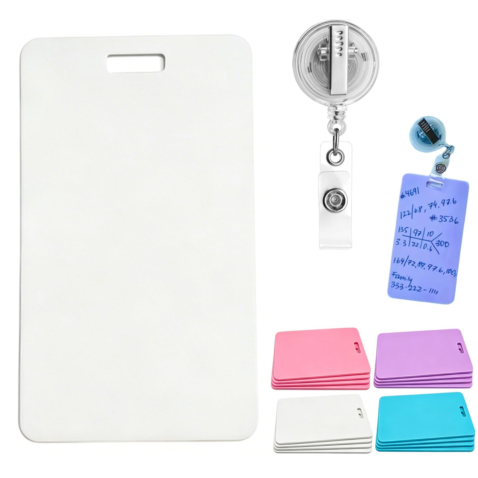 Erasable Badge Sticky Notes, 2026 New Reusable Silicone Vertical Horizontal Badge Buddy, Portable Erasable Badges Notes, Dual-Side Writable, Fade-Proof & No Blur for Nurse Doctor Healthcare (A-4)