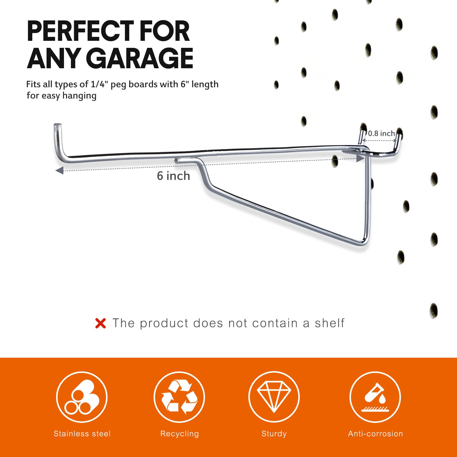 Metal Peg Board Hooks Tool, Heavy Duty Pegboard Accessories, Pegboard