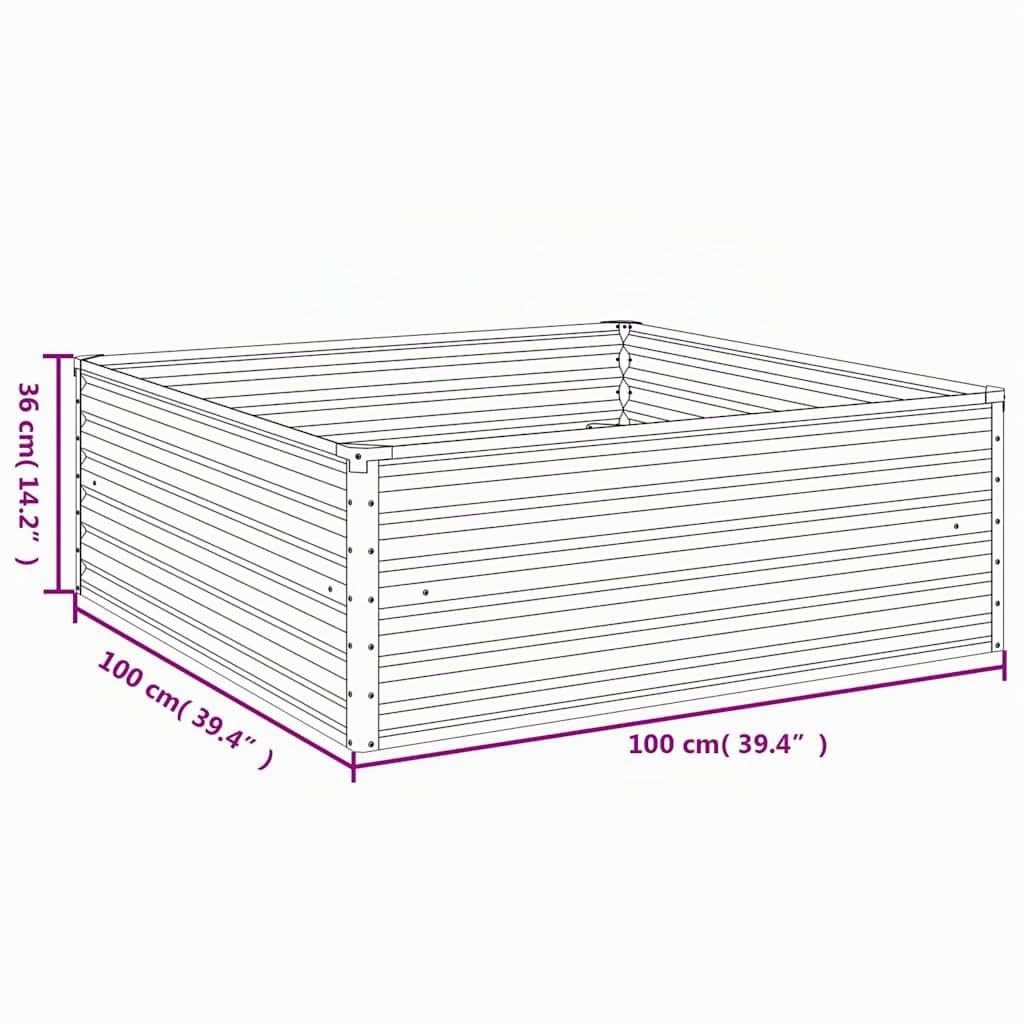 vidaXL Lit Surélevé de Jardin, Jardinière d'Extérieur, Pot de Fleurs, Bac à Plantes, Boîte de Plantation Balcon Patio, 100x100x36 cm Acier Corten