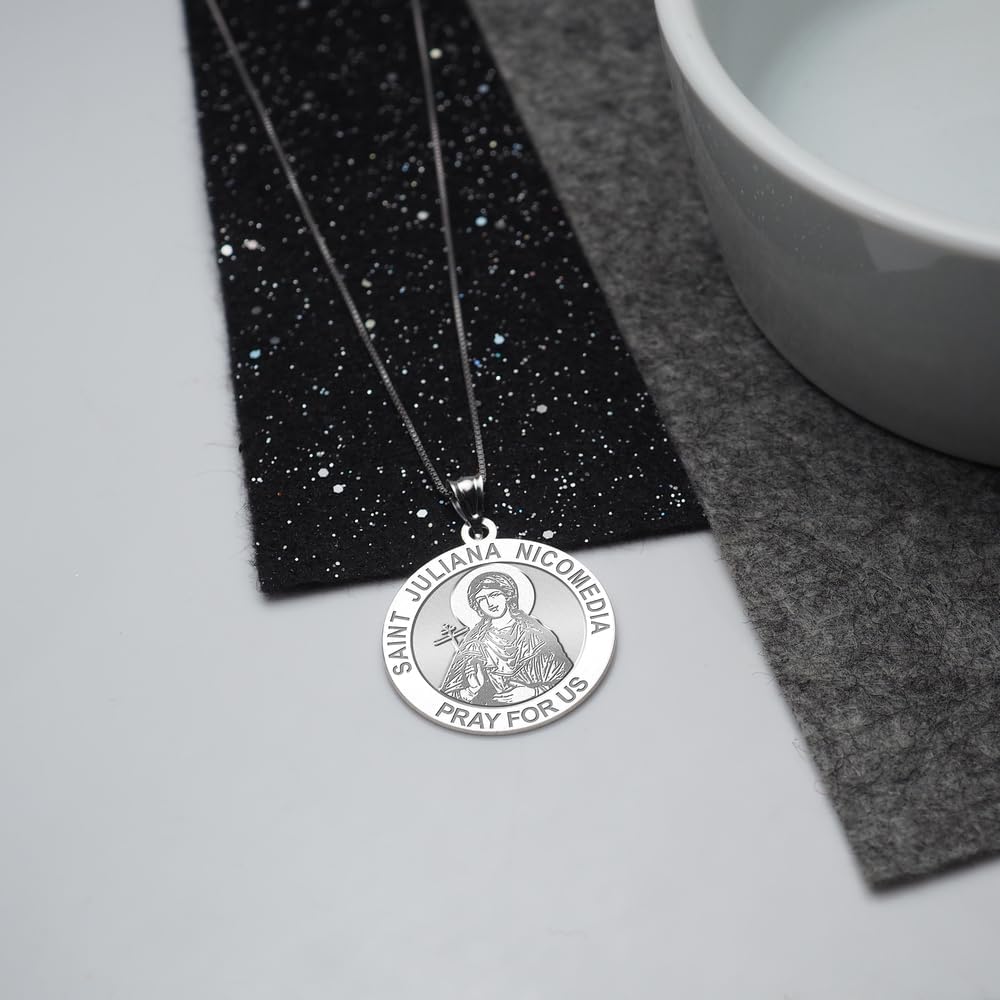PicturesOnGold.com Saint Juliana Nicomedia Round Religious Medal - 3/4 Inch Size of a Nickel Sterling Silver Pendant - Protection Jewelry Christian Gifts for Men & Women - Image 4