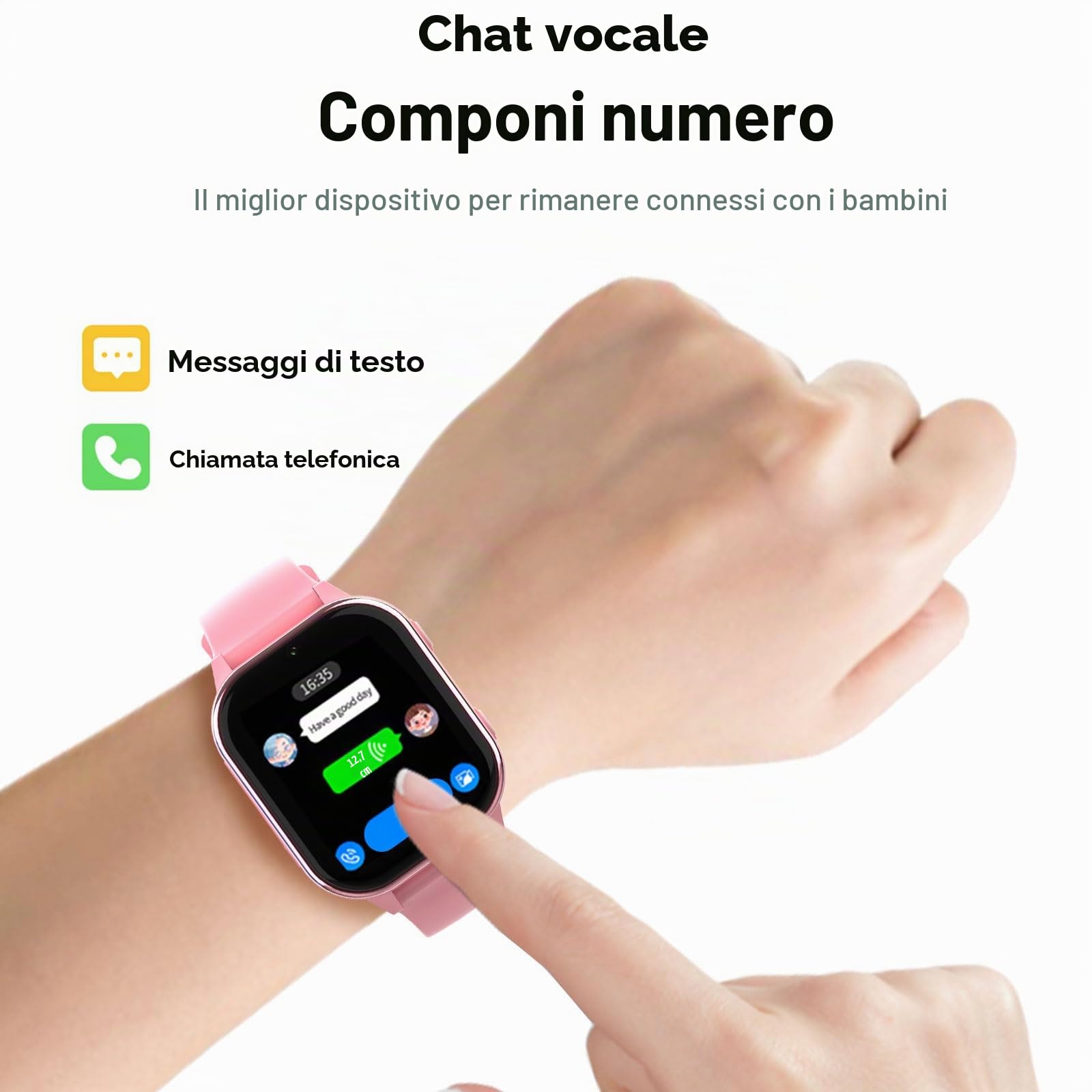 PTHTECHUS Orologio GPS, 4G Smartwatch con Videochiamata, 900 MAh, Orologio Bambino WIFI/Bluetooth, Con Immagini e Messaggi Vocali, SOS Contapassi Musica, Adatto Bambini Sopra i 5 Anni, Rosa tenue | 900 mAh Smart Watch GPS/WIFI/Bluetooth, contapassi, calor