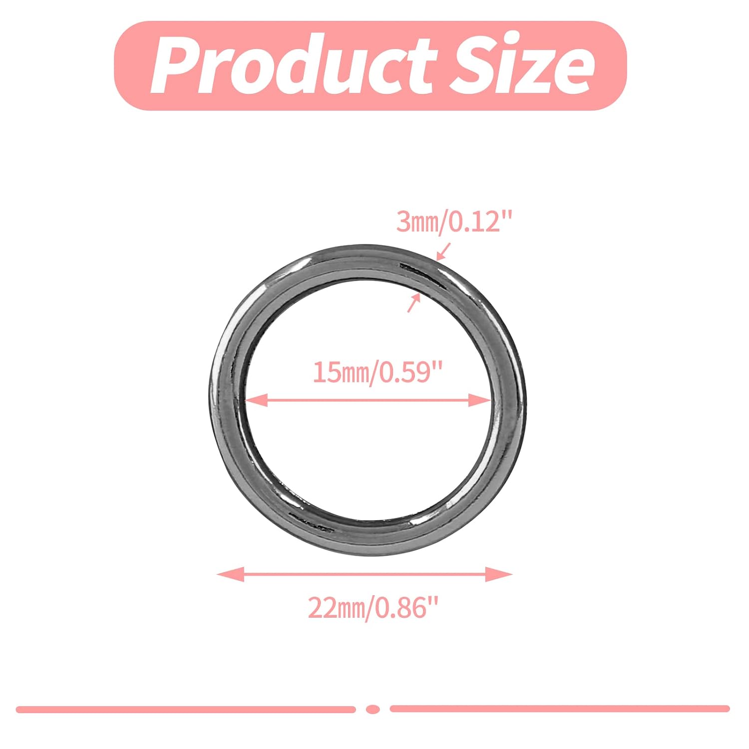 20Pcs 5/8Inch Seamless Welded O-Rings, Gun Black image 2