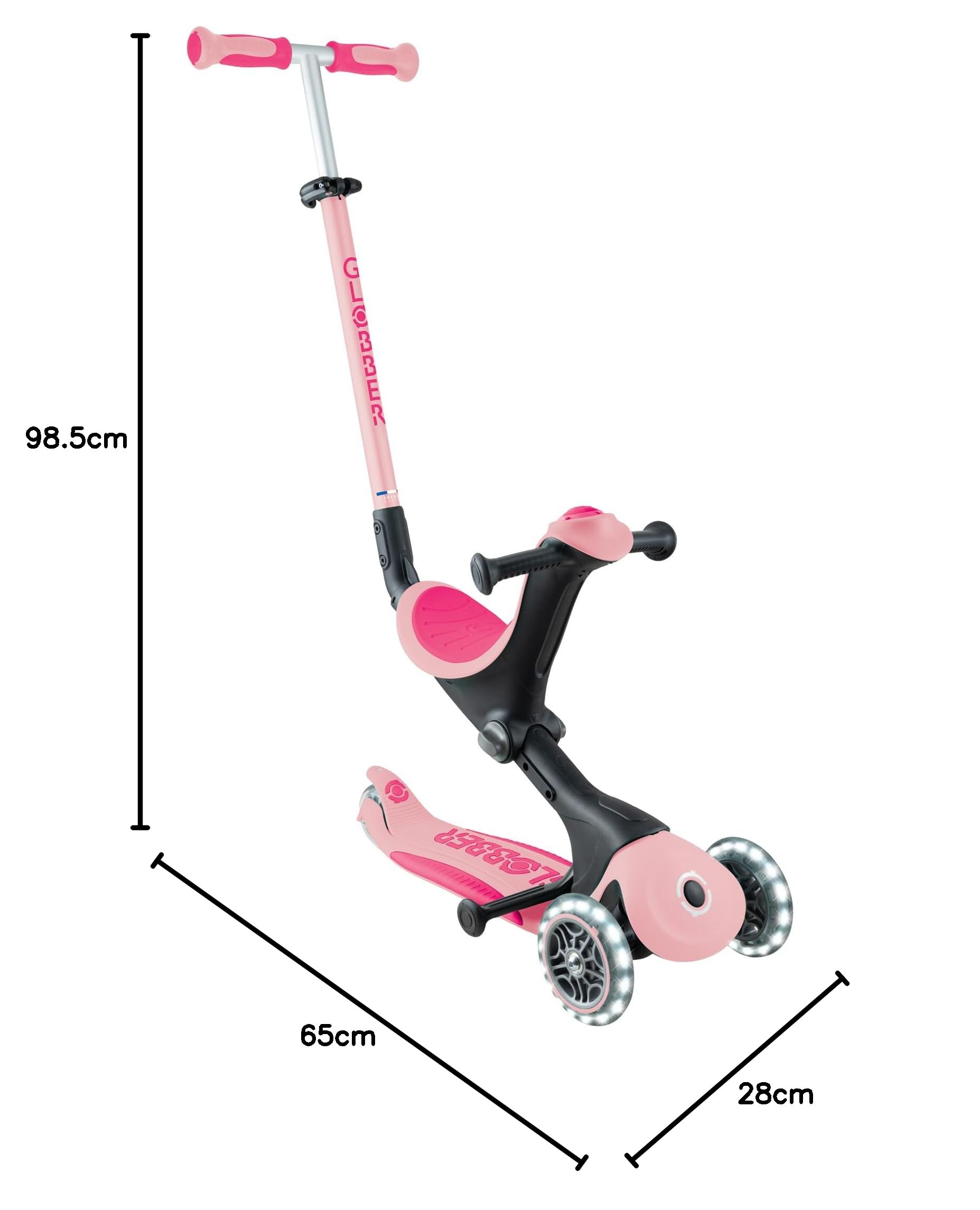 Globber - GO UP Deluxe Lights - Trottinette évolutive 3 Roues avec siège, pour Les Enfants de 15 Mois à 6 Ans