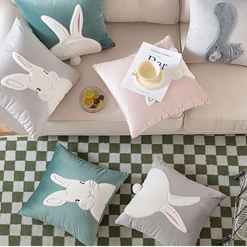 Miniatura 6 de Maxpetus Bonita almohada cuadrada de conejo esponjosa (17.7 pulgadas, rosa-1)