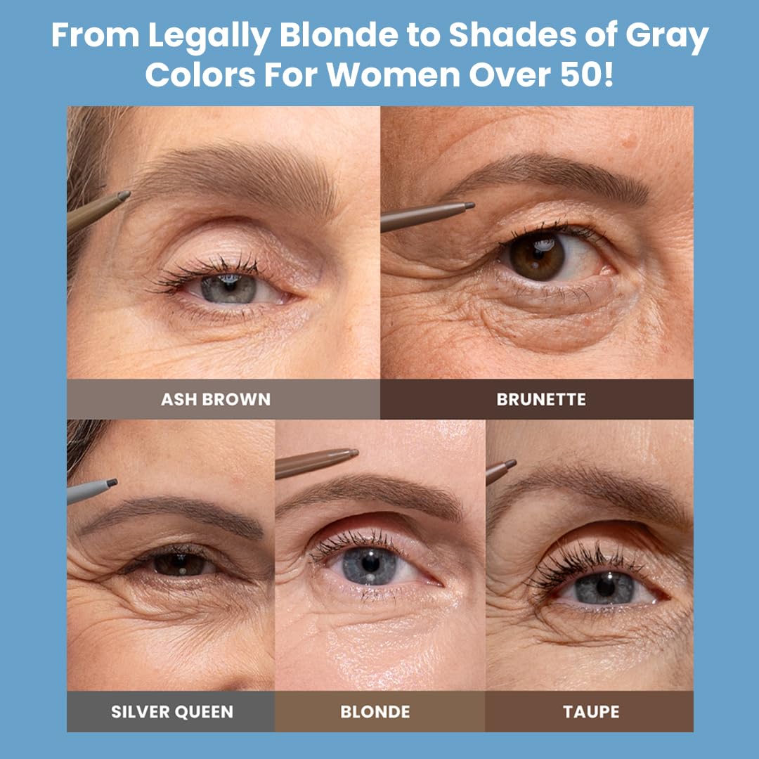 Prime Prometics PrimeBrow - Matita per donne mature, punta ultra precisa per tratti naturali e simili a capelli, a prova di sbavature e lunga durata, ideale per sopracciglia diradate, rade o grigie