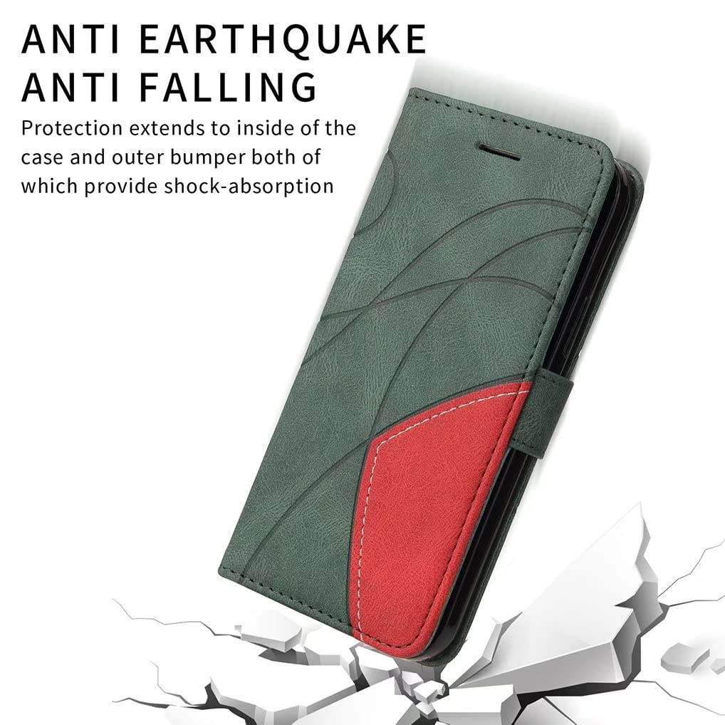 SEEKO Cover per Honor X8, Ultra Sottile Custodia Premium Pelle Portafoglio Kickstand Slot per Schede [RFID Blocking] TPU Antiurto Flip Cover Libro - Verde