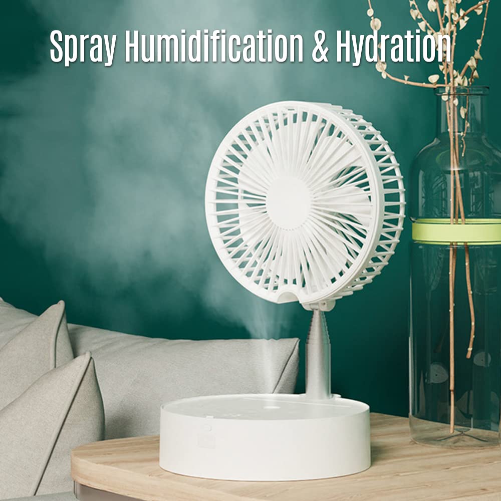 Generico Ventilatore Pieghevole Con Umidificatore Spray 89cm Oscillante 140 - Telecomando Silenzioso Ricaricabile per Ufficio Campeggio