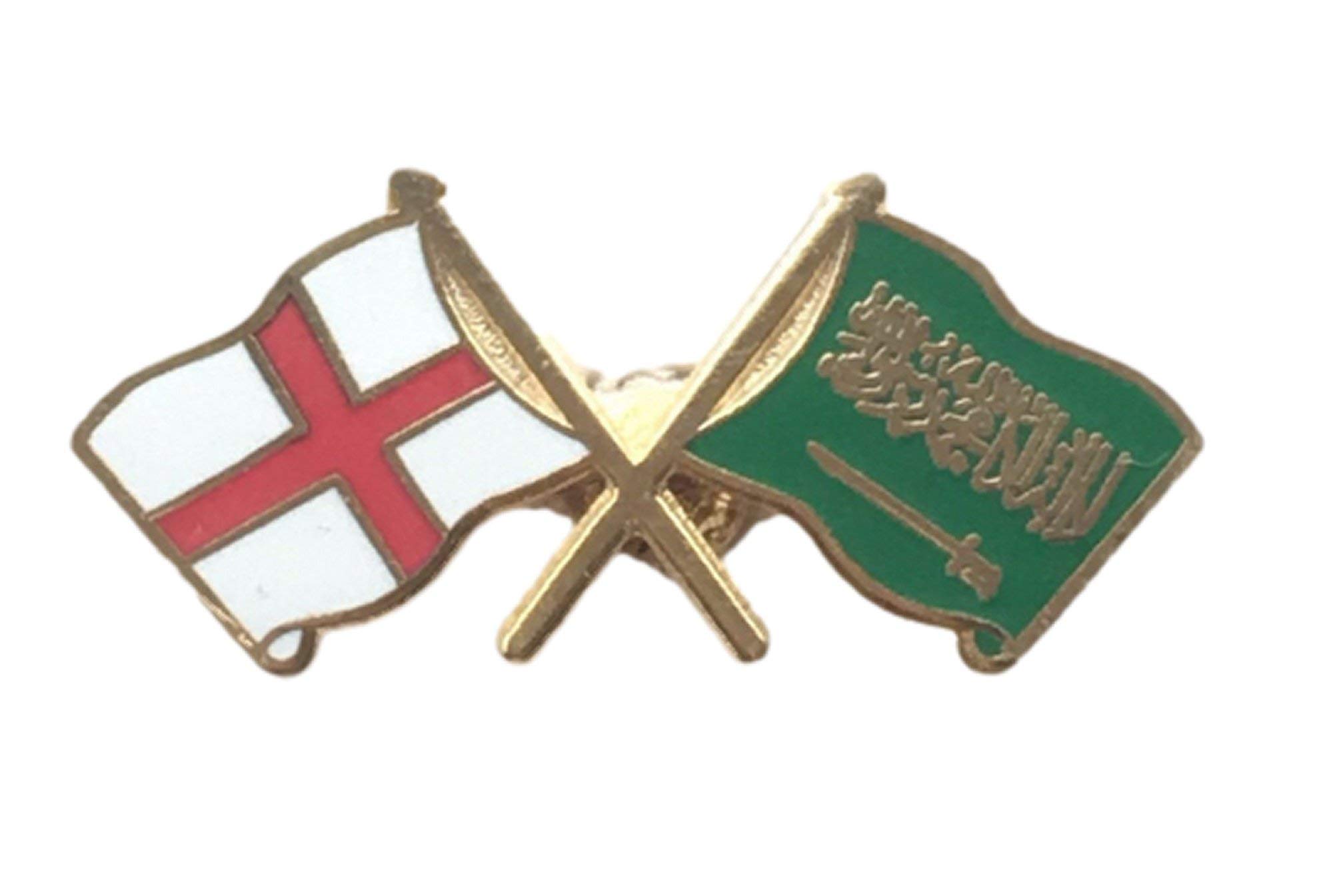 England & Saudi Arabia Friendship Flags Enamel Lapel Pin Badge