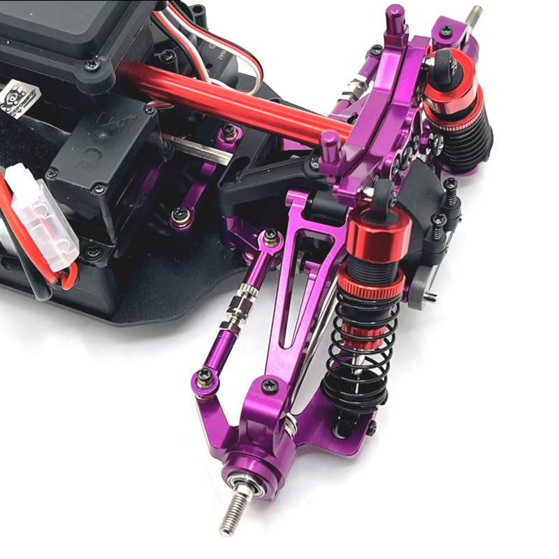 JOYSOG Ricambi RC per Hyper Go 1/14 14209 14210 H14BM Alluminio Anteriore Posteriore Inferiore Superiore Forcellone Volante Coppa Sterzo Kit (rosso)