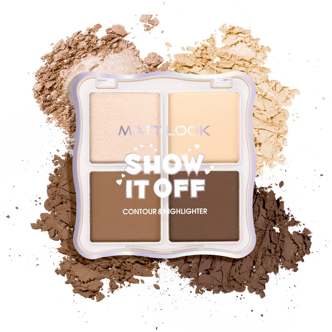 Mattlook Show it off Contour & Highlighter Combo Palette Lightweight | Easily Blendable Long-Lasting For Multipurpose -01 Sand, 18g