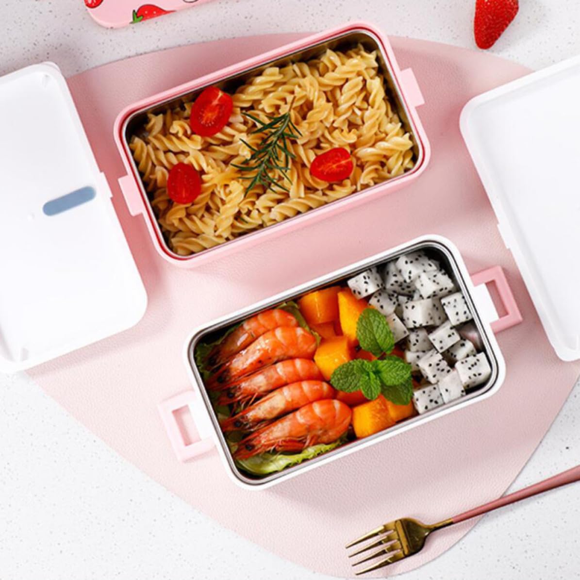 Bento Box Portatile 2 Livelli in Pp, Contenitore Pranzo Microonde | Back To School Party, Scuola e Ufficio, Overflow Resistance e Isolamento Termico