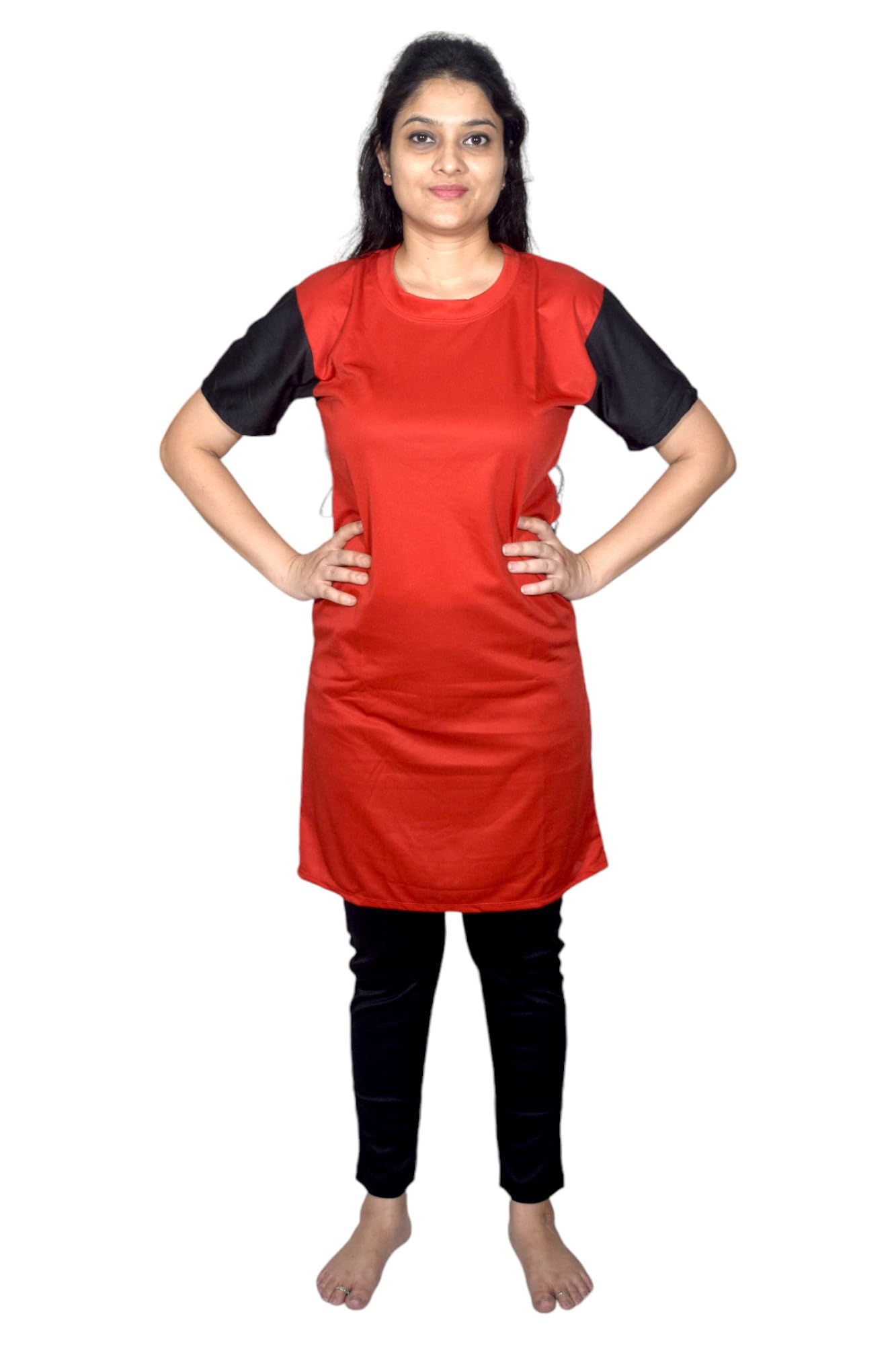 Spandex Boy's Regular Fit Tights with Full Sleeves Tshirt | Adjustable, Quick Drying Set for Swimming, WaterParks, Surfing & Other Sports - Black & Red