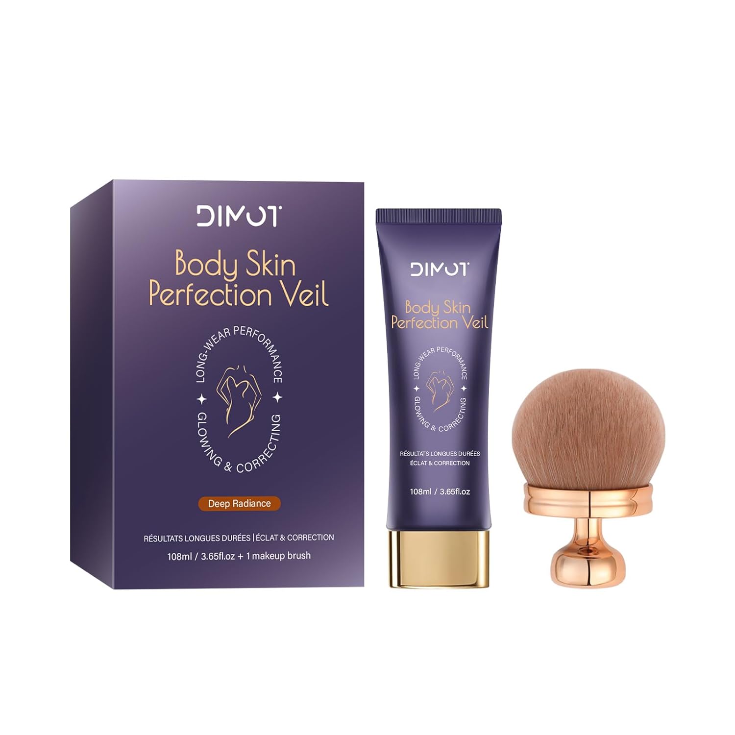 DIMOT Body Concealer – Long-Lasting Luminous Finish | tattoo cover up makeup waterproof | Breathable Buildable Coverage，3.65 fl.oz (Deep)