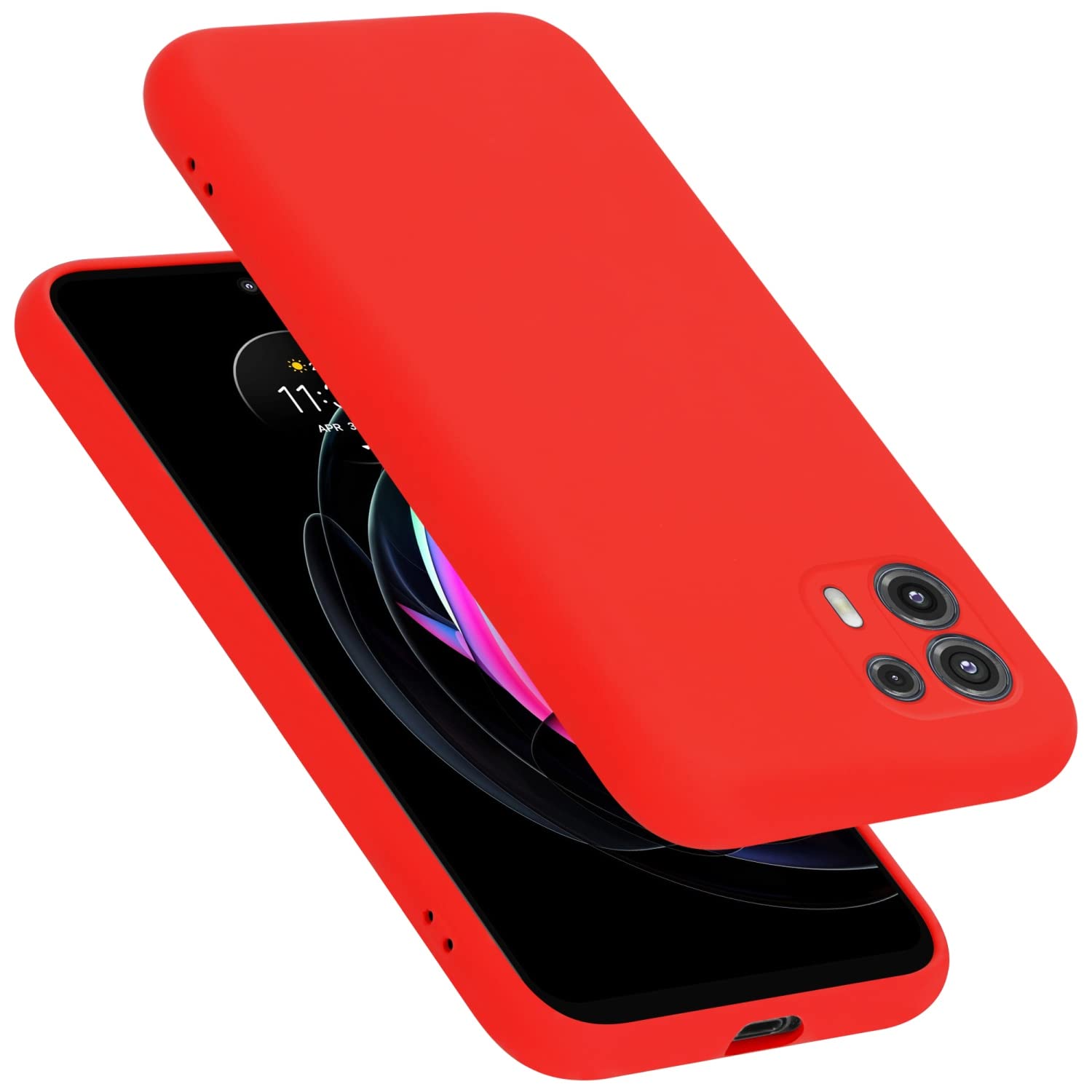 GOKEN Handyhülle Für Motorola Edge 20 Lite – Transparent, Stoßfest Mit Integriertem Displayschutz, Rot