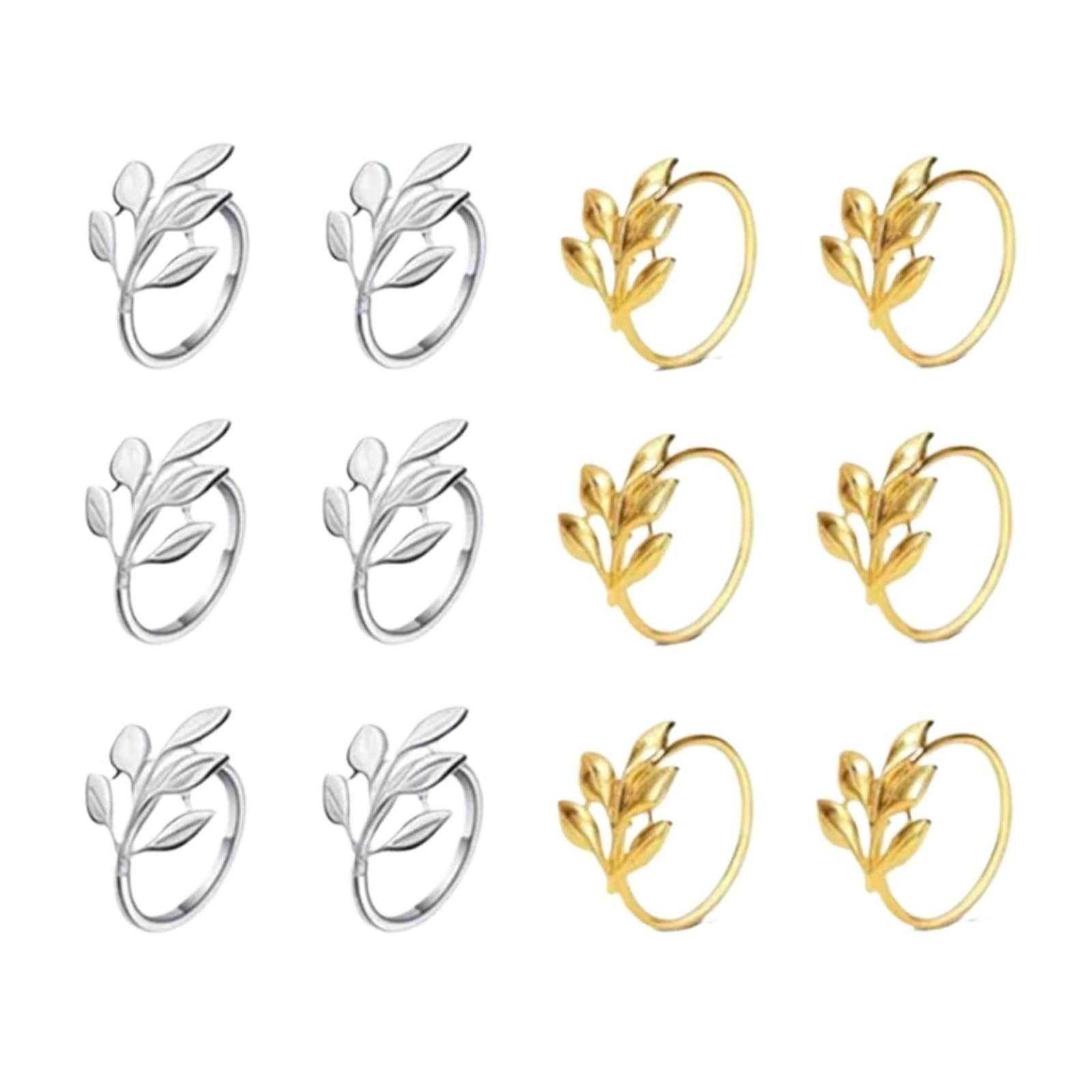 Serviettenringe mit Blättern, 80 Stück, für Herbst, Hotel, Hochzeit, Tischdekoration (Silber)