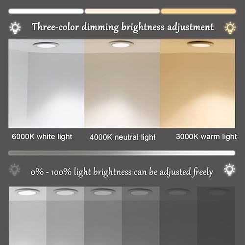 Miniatura 3 de QQXX Espejo de baño con luz LED de medio círculo para montar en la pared, 3000K-6000K, espejo iluminado antivaho regulable, espejo de tocador