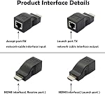 HDMI Extendeur,HDMI à RJ45 Réseau câble extender convertisseur répéteur sur le chat 5e / 6 1080p jusqu'à 30m Émetteur inclus extendeur & Récepteur pour HDTV PS4 STB DVD 4K 2K (Noir)