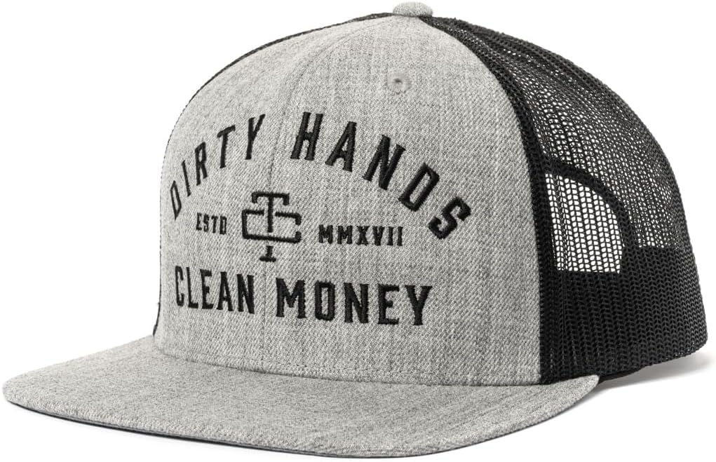 TROLL CO. CLOTHING Dirty Hands Clean Money Meshback Hat - Black, Adjustable Snapback, Curved Brim, One Size Fits Most