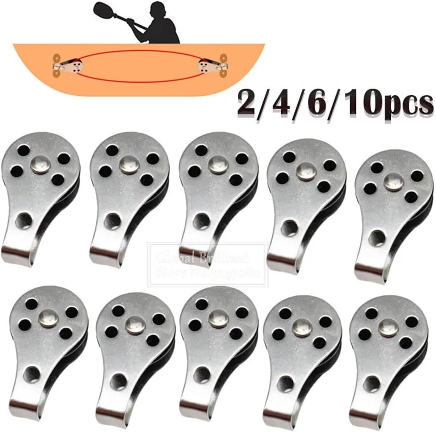 Ship Fittings 2/4/6/10Pcs 316 Stainless Steel Single Pulley Blocks Removable Pulley Nylon Pulley for Washing Line Sailing Boat Accessories Marine Hardware(6pcs)