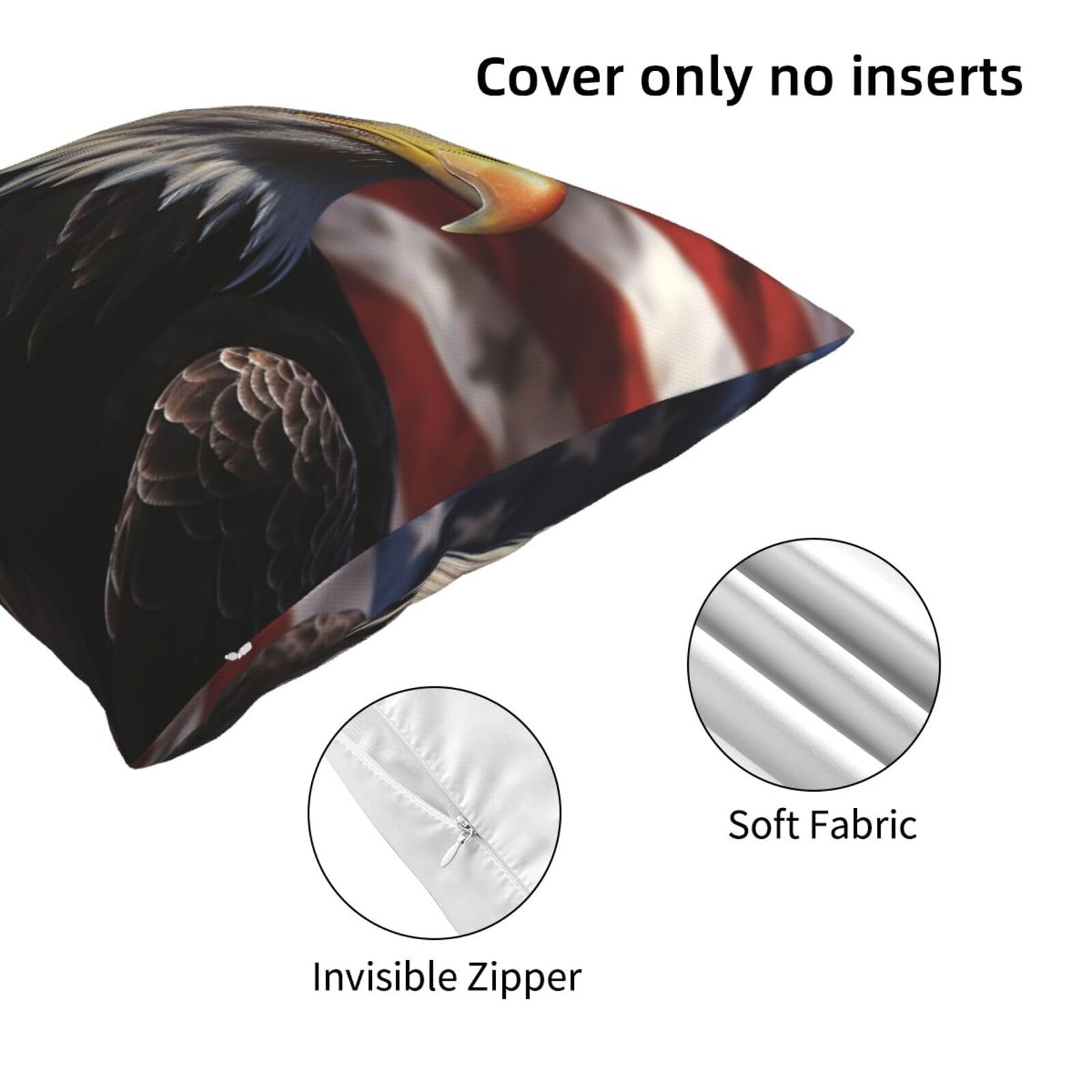 4er-Set Kissenbezüge Mit Amerikanischer Flagge & Adler Design – Dekorativ Für Sofa, Bett Oder Auto