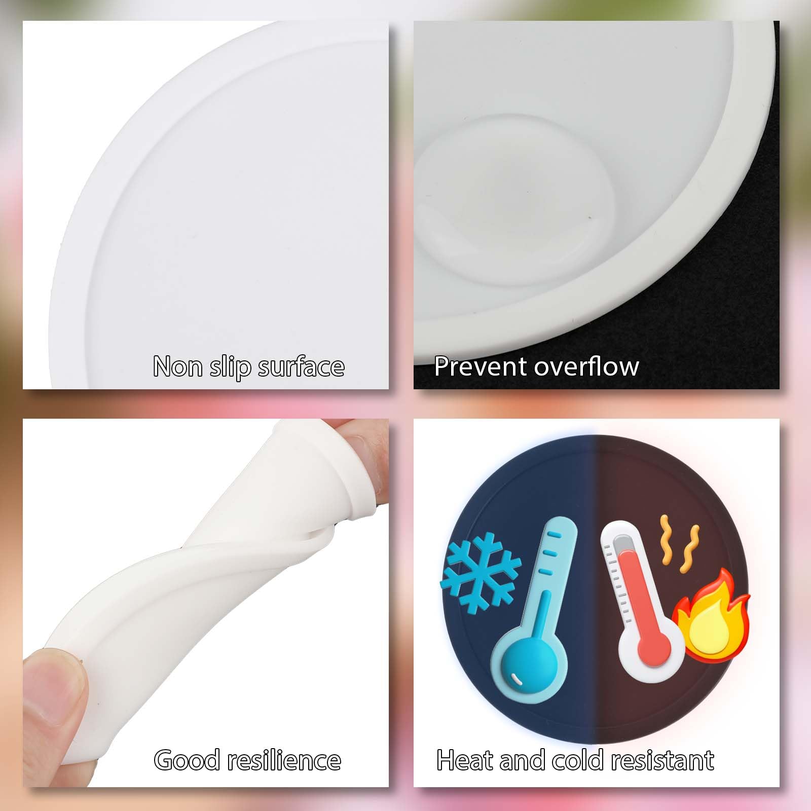 Lusofie Coasters Set of 6, Silicone Coasters Round Cup Coaster - Image 3