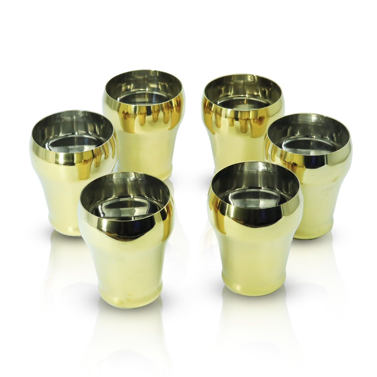 Dr. WaterR Stainless Steel Royal Glass 300ml Ideal for Water, Juice, Hot-Cold Drinks, Cocktail, Milkshake, Smoothie, Home, Party Restaurant Gifting Special Occasion (Gold PVD Finish, Set of 6 pcs)