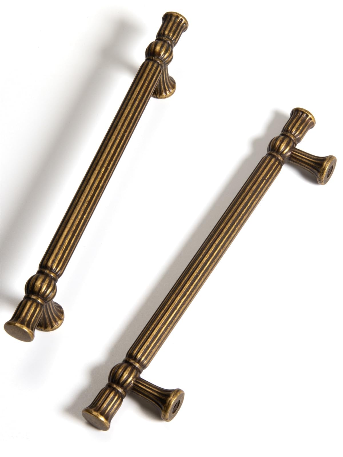 BEILEIOU Antique Brass Cabinet Pulls - 5"(128mm) Hole Center Classic Vintage Drawer Handles Zinc Alloy,Kitchen Cupboard Bathroom Dresser Cabinet Hardware (2, Antique Brass, 5"(128mm) Hole Centers) — image 1