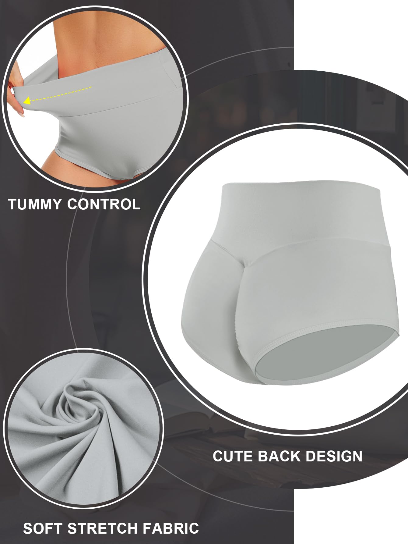 Boudaner Women's High Waisted Workout Shorts - Butt Lifting Scrunch Booty Shorts with Cut Out Design for Yoga, Gym & Running: XX-Large Light Grey