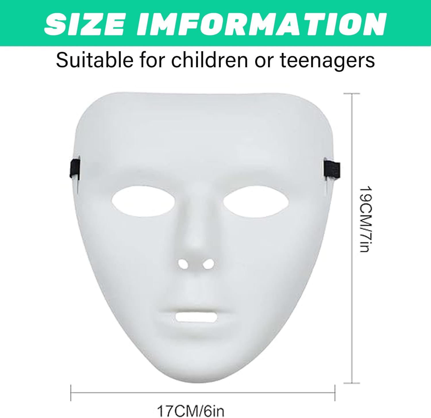 3 Pcs Halloween Mask,White Blank Full Face Plastic Plain Masks for Halloween,Costume Parties & Family Gatherings