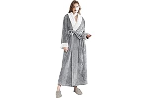 Women's Plush Soft Warm Fleece Bathrobe, Comfy Robe for Women