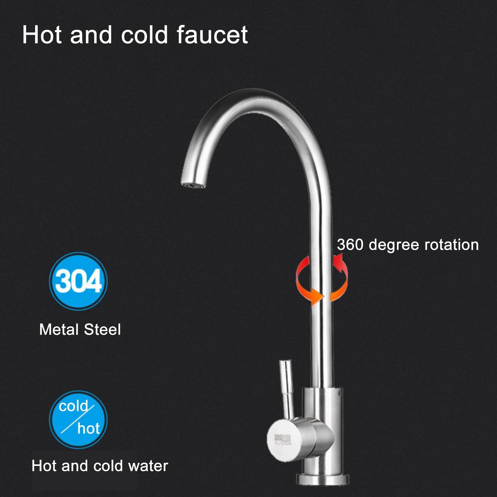 Fregadero De Cocina De Acero Inoxidable De Un Solo Cuenco, Juego De Fregadero De Cocina Fregadero Individual Grande Fregadero De Cocina Empotrable Con Grifo(55 * 40cm(21.6 * 15.7in))