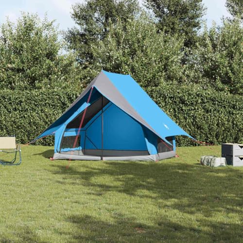 Tente de camping familiale imperméable avec grand chapiteau bleu de pelouse