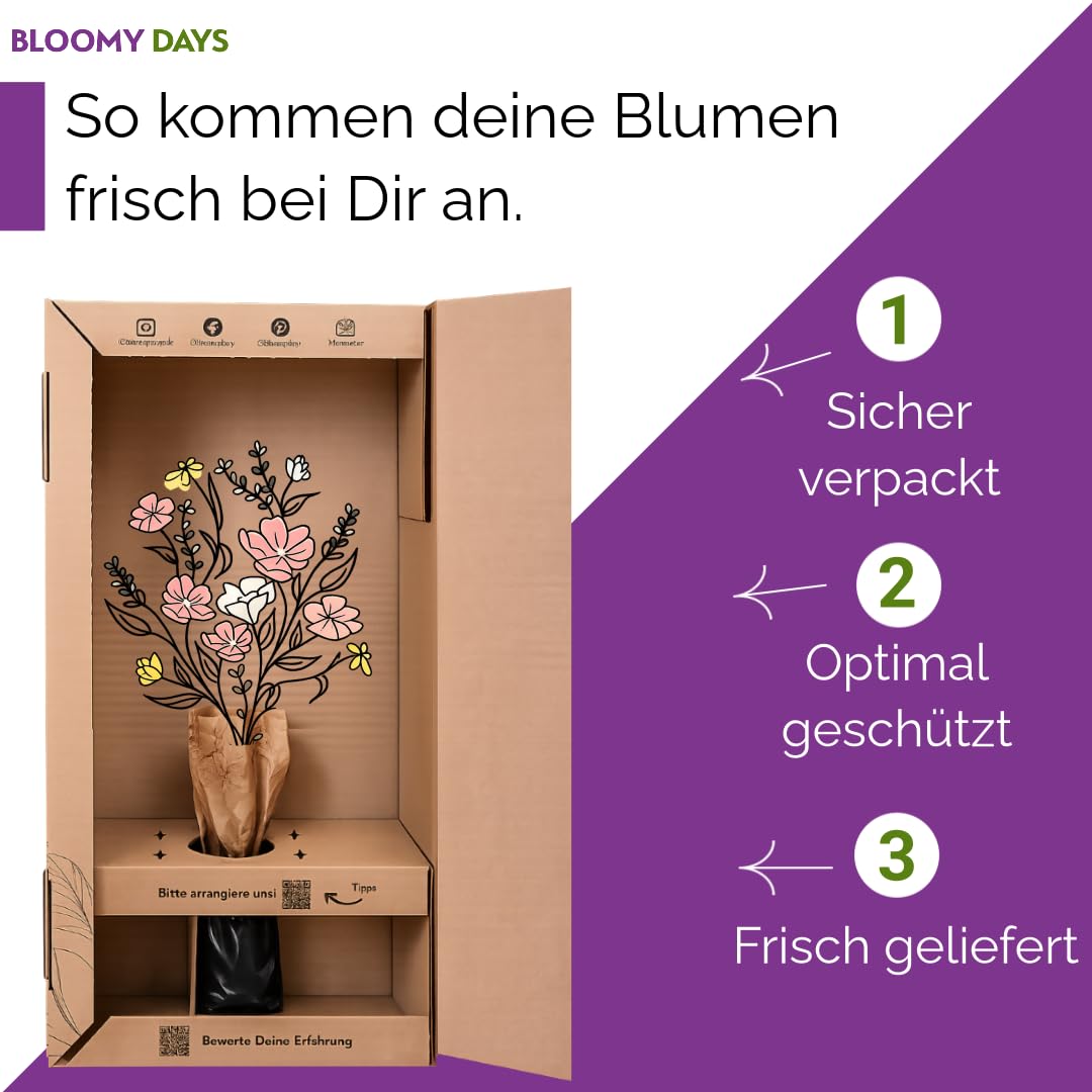 BLOOMY DAYS Blumenstrauß "Sonnengruß" in GelbViolett, mit Disteln, Limonium und Nelken, 7-Tage-Frischegarantie, Floristen-Qualität, das perfekte Geschenk bestellen