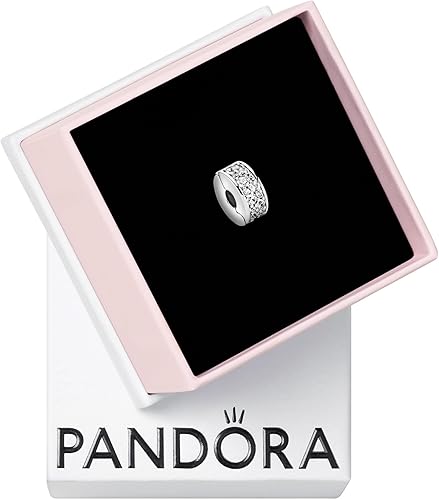 Pandora Joyería con clip transparente de circonita cúbica en plata de ley Metal Silicona Circonita cúbica