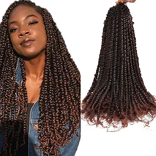 Passion Twist Hair 20 inch Pre-twisted Ombre Crochet Hair Pre-looped Twists Crochet Braids 6 Packs/Lot Synthetic Braiding Hair Extensions (T1B/30)