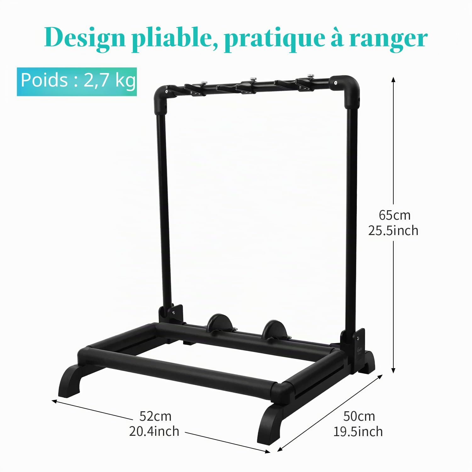 GUITTO GGS-12 Support de guitare multifonction pliable universel Support de guitare portable pour ruban, scène, basse, guitare acoustique, 3 supports