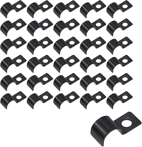 Miniatura 13 de Wealrit 50 abrazaderas de tubo de un agujero, soporte de tensión negro en forma de U, abrazadera de conducto de correa en forma de U, clip de tubo