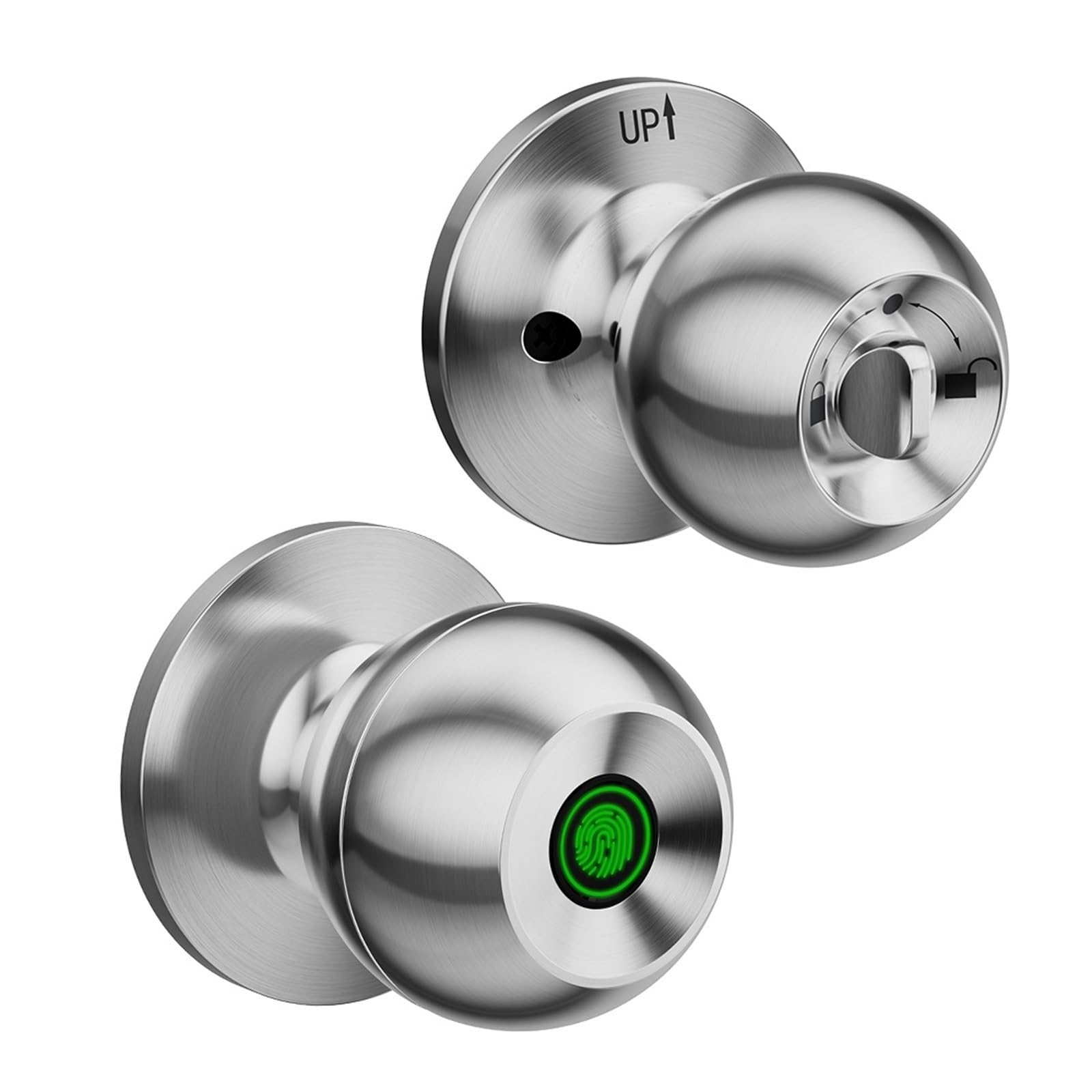 JVDDI Smart Door Handle, Smart Lock Fingerprint Door Knob Rechargeable Electronic with Keys Control for Bedrooms Cloakroom(Silver)