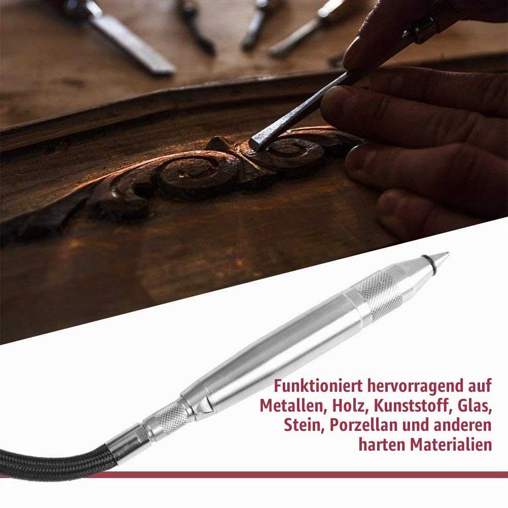 Jadeshay Pneumatischer Gravierstift, Druckluft Gravierstift Pneumatischer Luftgravurstift Druckluft Gravur 0.6 Mpa 1/4 Zoll Anschluss