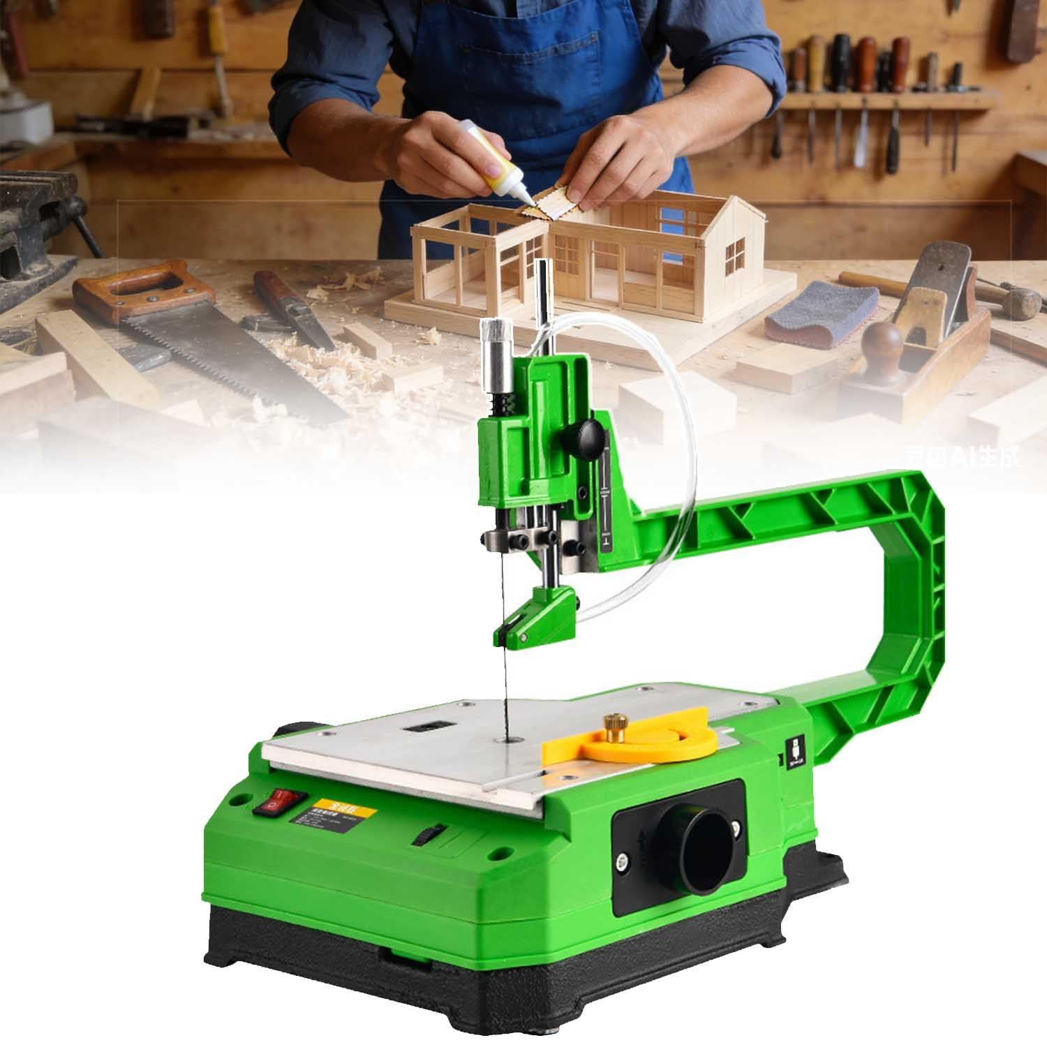 GYKOZY Electric Scroll Saw - New Variable Speed Scroll Saw W/ 45mm Materials Thickness Capacity,Offering Battery/Power | LED Light Dust Blower Electric Woodworking Jigsaw 56blades