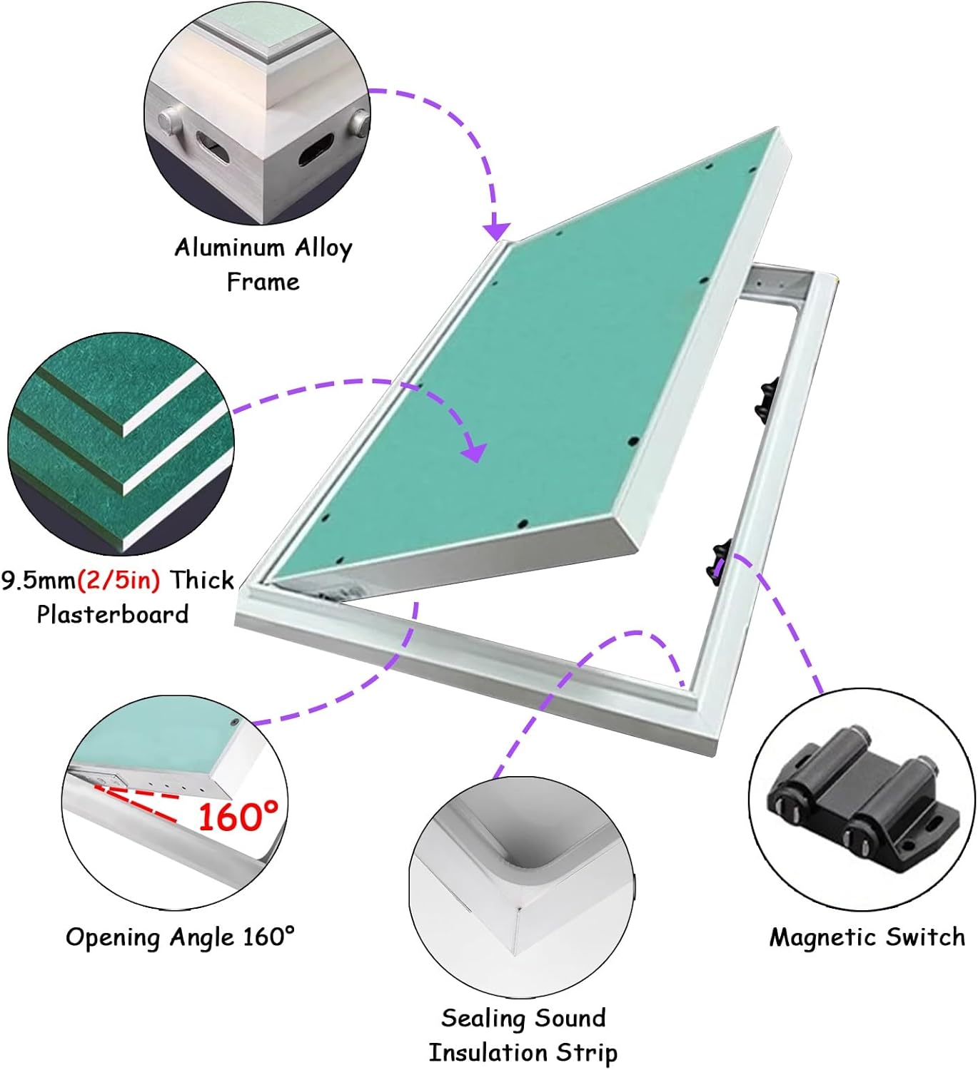点検口 ドライウォール用塗装可能アクセスパネル、 住宅/ホテル/オフィス/ガレージ/地下室 壁穴カバープレート 配管・電気ケーブル・