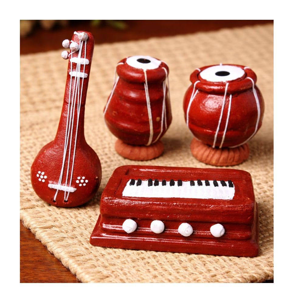 Handcrafted Terracotta Miniature Musical Instrument Set for Home Decoration, Children Toy, Housewarming Gift, Clay Musical Instrument for Table Decoration, Return Gift, Corporate Gift-image-24