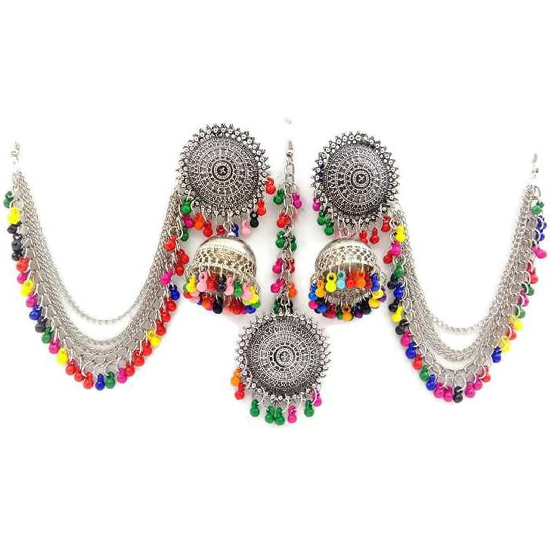 Vembley Traditional Multicolor Beads Maang Tika With Chain Jhumka Earrings For Girls And Women (B0BL323S7C) Amazon Price History, Amazon Price Tracker